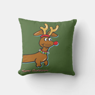 Christmas Dachshund Throw Pillow