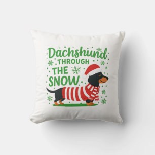 Christmas Dachshund Throw Pillow