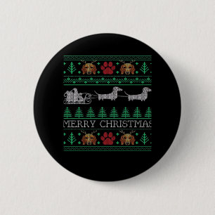Christmas Dachshund Wiener Dog Dachshund Ugly Chri 2 Inch Round Button