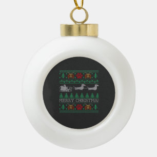 Christmas Dachshund Wiener Dog Dachshund Ugly Chri Ceramic Ball Christmas Ornament
