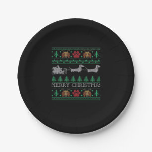 Christmas Dachshund Wiener Dog Dachshund Ugly Chri Paper Plate