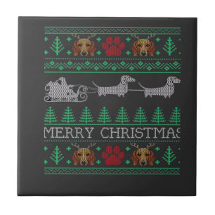 Christmas Dachshund Wiener Dog Dachshund Ugly Chri Tile