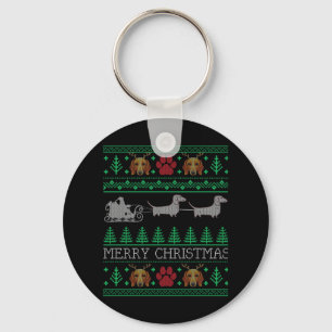 Christmas Dachshund Wiener Dog Keychain