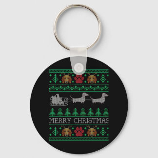 Christmas Dachshund Wiener Dog Keychain