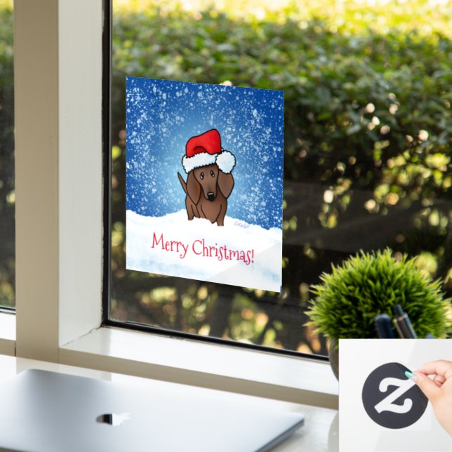 Christmas Dachshund Window Cling (Office)