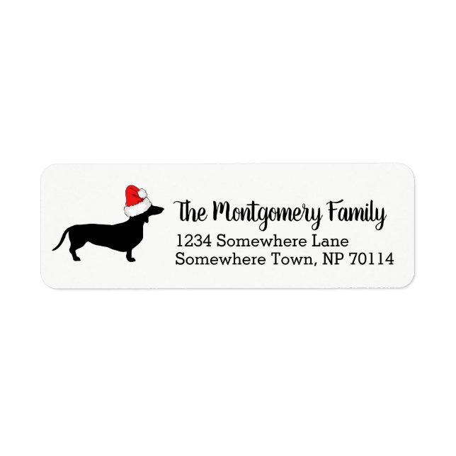 Christmas Dachshund with Santa Hat & Family Name (Front)