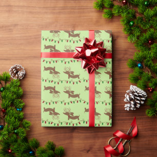 Christmas Dachshund Wrapping Paper Reindeer