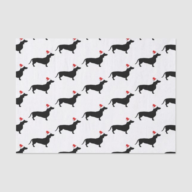 Christmas Dachshunds & Santa Hats Tissue Paper (Front)