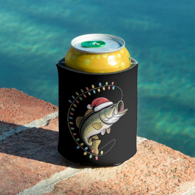 Christmas Dad Bass Fish Funny Fishing Fisherman Can Cooler (In Situ Pool)