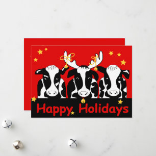 Christmas Dairy Cows Flat Holiday Card