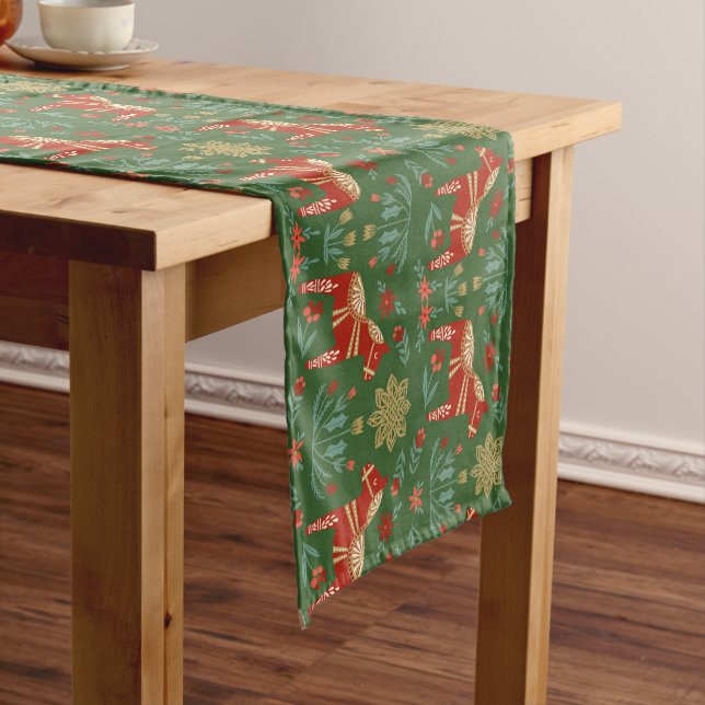 Christmas Dala Horse Medium Table Runner (In Situ)