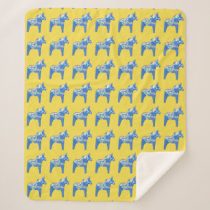 Christmas Dala Horses Sherpa Blanket