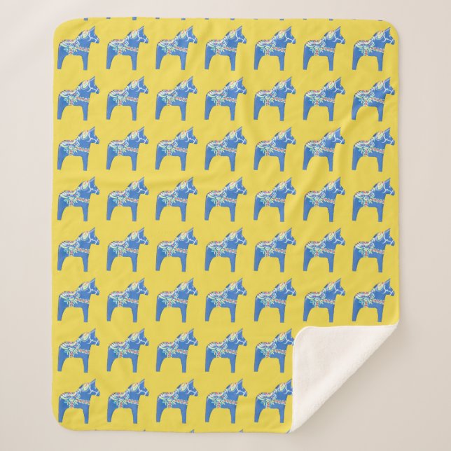 Christmas Dala Horses Sherpa Blanket (Front)