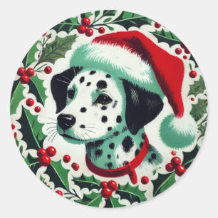 Christmas Dalmatian Classic Round Sticker