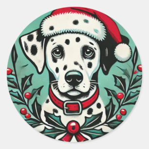 Christmas Dalmatian Classic Round Sticker
