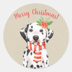 Christmas Dalmatian Dog Country Holiday Custom Classic Round Sticker
