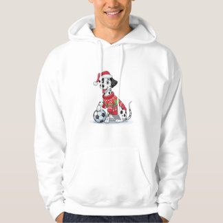 Christmas Dalmatian Dog with Soccer Ball Hoodie