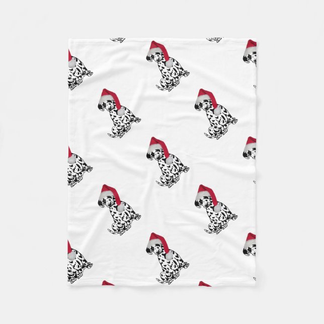 Christmas Dalmatian Fleece Blanket (Front)