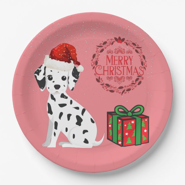 Christmas Dalmatian & gifts paper plates! Paper Plate (Front)