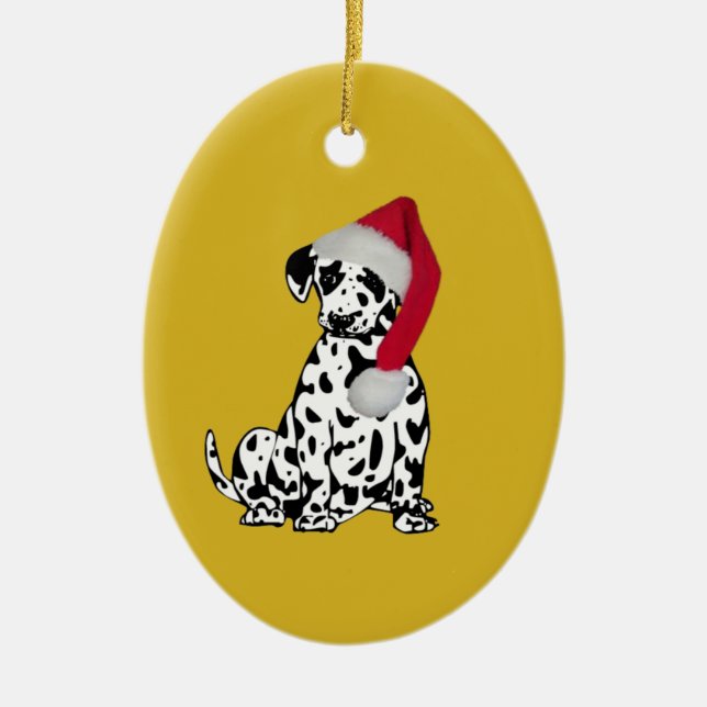 Christmas Dalmatian Gold Ceramic Ornament (Front)