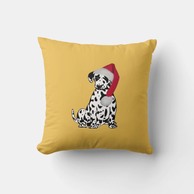 Christmas Dalmatian Gold Throw Pillow (Front)