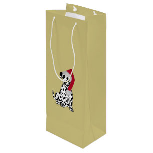 Christmas Dalmatian Gold Wine Gift Bag