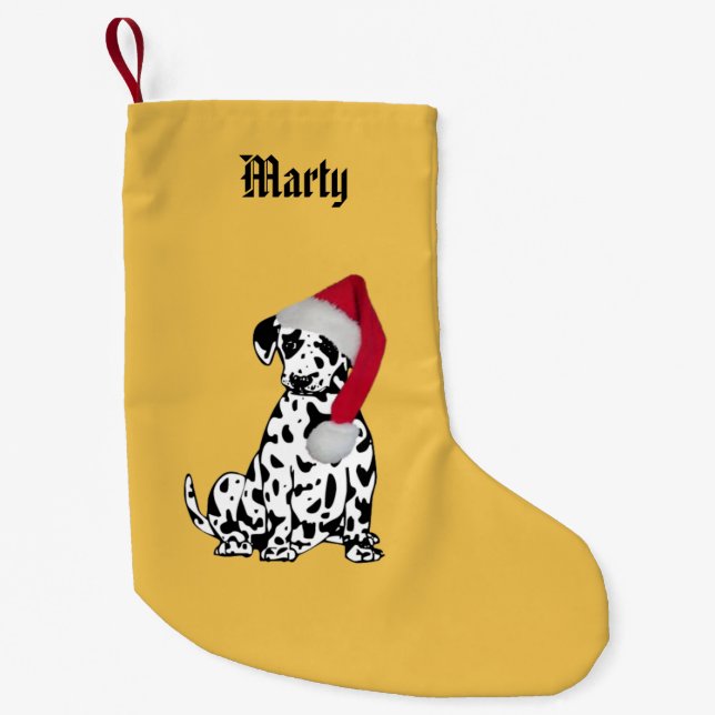 Christmas Dalmatian Name Small Christmas Stocking (Front)