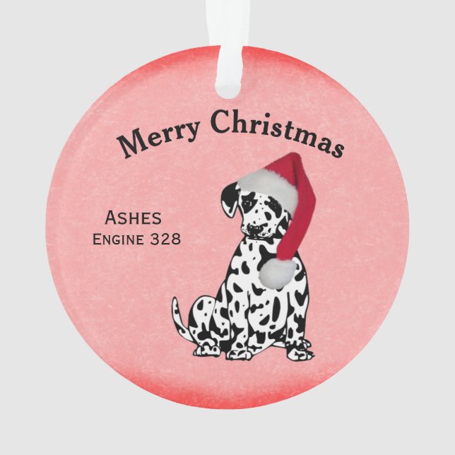 Christmas Dalmatian Name , Year and line for text Ornament (Back)
