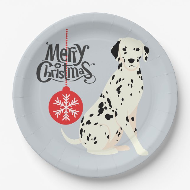 Christmas Dalmatian Paper Plate (Front)