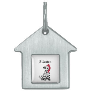 Christmas Dalmatian Pet Name ID Tag