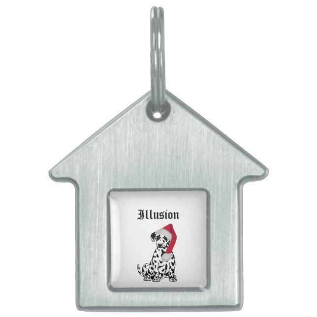 Christmas Dalmatian Pet Name ID Tag (Front)