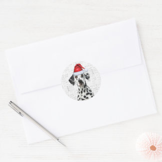 Christmas Dalmatian Santa and Woof Dog Lover Classic Round Sticker
