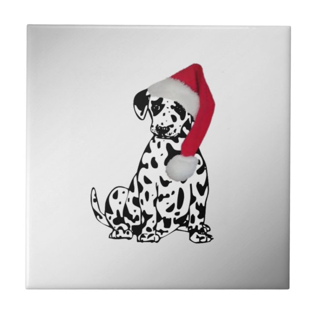 Christmas Dalmatian Silver Tile (Front)