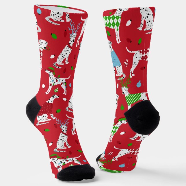 Christmas Dalmatian Socks (Angled)