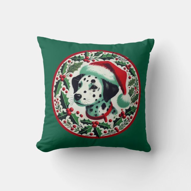 Christmas Dalmatian                                Throw Pillow (Front)