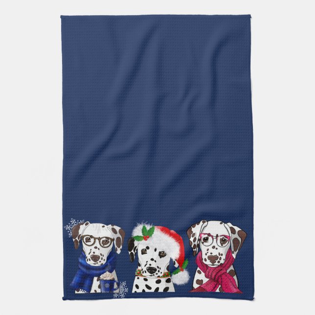 Christmas Dalmatians Kitchen Towel (Vertical)