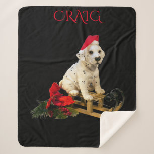 Christmas dalmation blanket with custom name.
