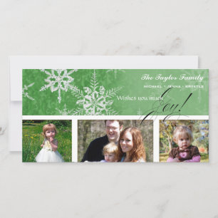 Christmas Damask Snowflake - Bright Green Card