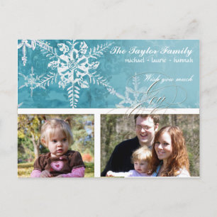 Christmas Damask Snowflake - Winter Aqua n White Holiday Postcard