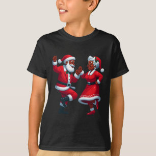 Christmas Dancing Black African American Santa Mrs T-Shirt