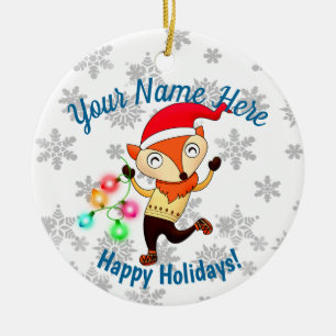Christmas Dancing Fox Custom Ceramic Ornament