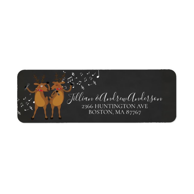 Christmas Dancing Reindeer Address Label (Front)