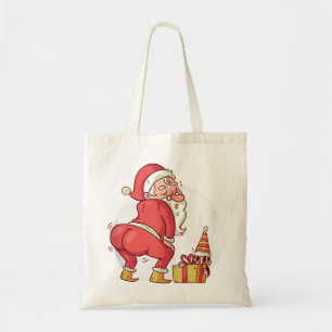 Christmas dancing twerking santa claus elf pyjamas tote bag