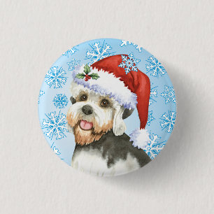 Christmas Dandie Dinmont Terrier 1 Inch Round Button
