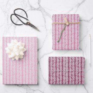Christmas Dark Mauve Taupe Light Blush Pink Zigzag Wrapping Paper Sheet