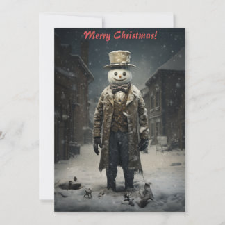 Christmas Dark Snowman Holiday Card