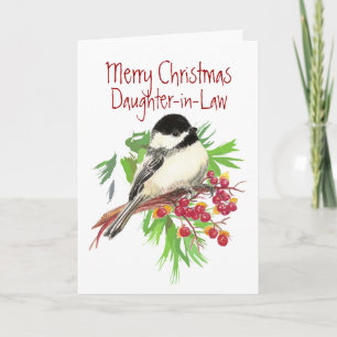 Christmas, Daughter-in-Law, Chickadee Bird,Garden Holiday Card