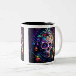 Christmas Day of the Dead Two-Tone Mug, 11 oz  Coffee Mug