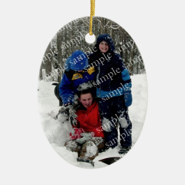 Christmas Day Photo Keepsake Ceramic Ornament (Front)