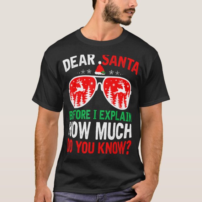 Christmas Dear Santa Before I Explain How Much Do  T-Shirt (Front)